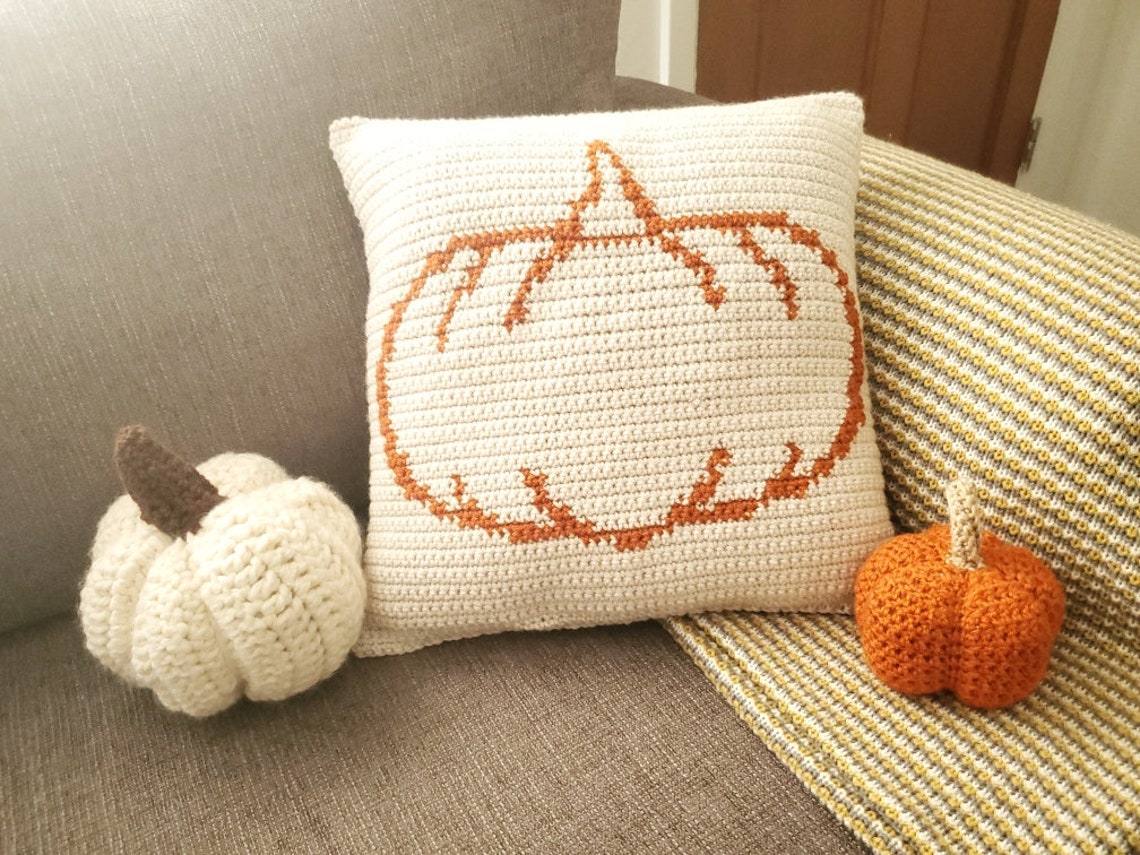 Fall Crochet Pillow Pattern Crochet Pumpkin Pillow Autumn Etsy