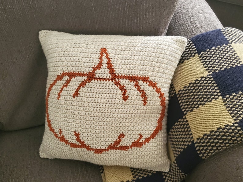 Fall Crochet Pillow Pattern Crochet Pumpkin Pillow Autumn Etsy