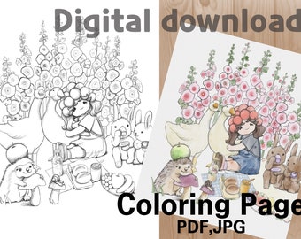 Coloring sheet PDF coloring Page to color Coloring Book Page animal coloring girls coloring page online class girls coloring pages