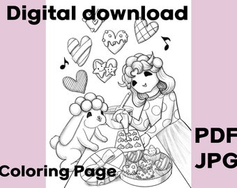 Coloring sheet PDF coloring Page to color Coloring Book Page  girls coloring page online class girls coloring pages