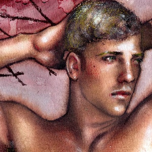 Original Watercolor Painting of a Young Man