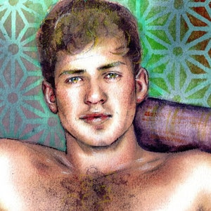 Original Watercolor Painting of a Young Man