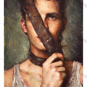 Original Oil Painting Young Man Portrait Handsome