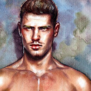 Original Watercolor Painting of a Young Man