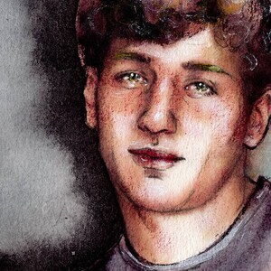 Original Watercolor Painting of a Young Man