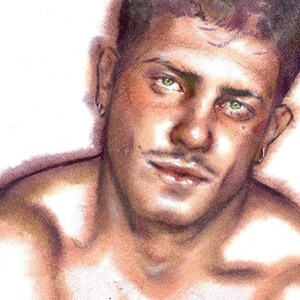 Original Watercolor Painting of a Young Man