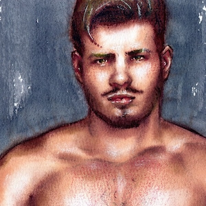 Original Watercolor Painting of a Young Man