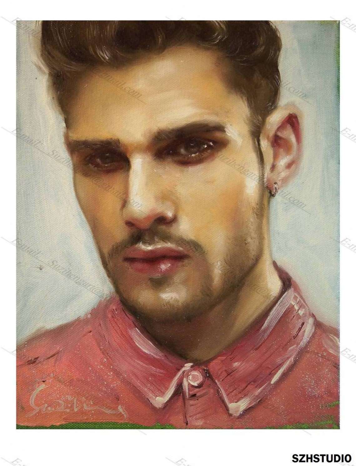 Original Oil Painting Young Man Portrait Handsome - Etsy
