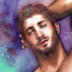 Original Watercolor Painting of a Young Man