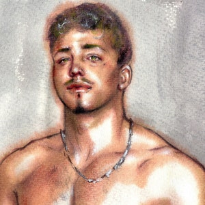 Original Watercolor Painting of a Young Man