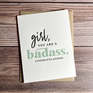 Badass Woman card. Congratulation New Job. Promotion Gift. Congratulation Graduation Card for her. Funny Graduation Card. PhD Graduation.