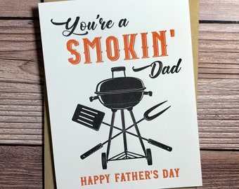 BBQ Fathers Day Card. BBQ Gifts. Smoker gifts. Grill gifts. Funny Fathers Day Card. Father's Day Gift from Wife. Letterpress Card.