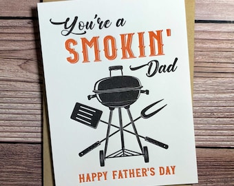 BBQ Fathers Day Card. BBQ Gifts. Smoker gifts. Grill gifts. Funny Fathers Day Card. Father's Day Gift from Wife. Letterpress Card.
