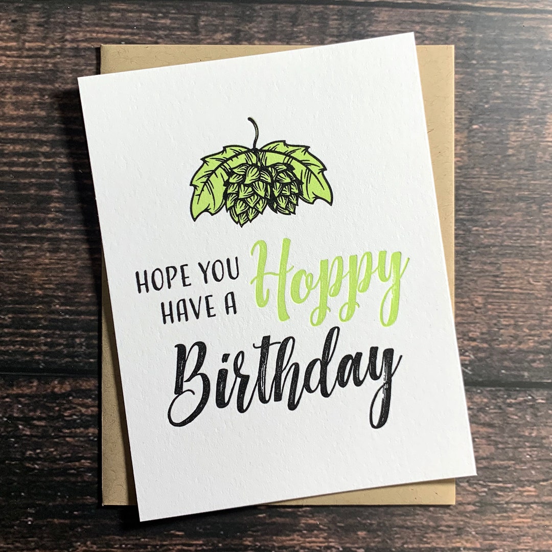 Hoppy Birthday Card. Happy Birthday Card. Letterpress Birthday Card