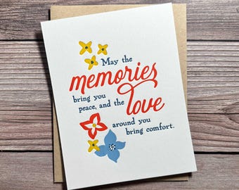 Memories and Love Sympathy Card, In Loving Memory, Funeral Card, Celebration of Life Memorial Card for Grief Care Package, Pet Sympathy Card