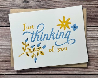 Thinking of you, Letterpress Encouragement Card, Emotional Support for Friend, Difficult Situation, Get Well Soon, Surgery Recovery Card