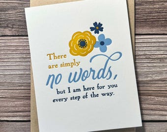 There are Simply No Words, Get Well Soon Card, Cancer Sucks, Chronic Illness Encouraging Words, Miscarriage or Infant Loss Grief Care Card