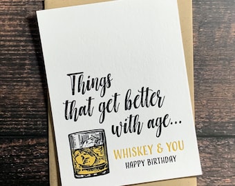 Whiskey Birthday Card for Him. Bourbon Whiskey Gift Ideas. Funny Birthday Card for him, boyfriend, dad. Old Fashioned Birthday Gift.