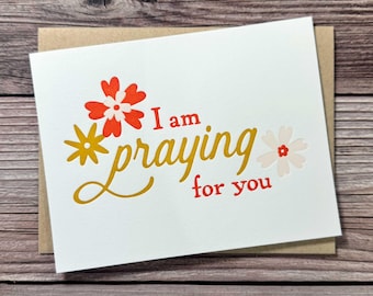 Praying for You, Letterpress Encouragement Card, Emotional Support Card for Friend, Thinking of You, Difficult Situation, Get Well Soon Card