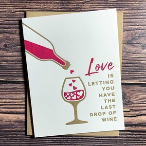 Love Is. Wine Card. Romantic Card. Love you Forever. First Anniversary Card. Funny Valentine Card. Wife, husband, Valentine for him, her.