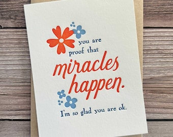 Get well soon card, Miracles Happen, Surgery recovery card, Motivational recovery, Encouragement Card for Care Package, Waiting on a Miracle