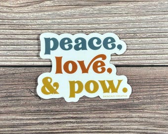Peace Love & Pow Ski Sticker, Snowboard Helmet decal, Vinyl waterproof water bottle sticker, stocking stuffer, laptop or Kindle sticker