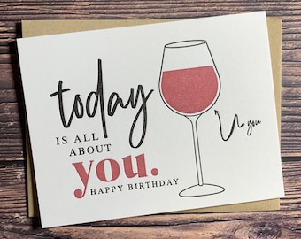 All About You Card. Birthday card for best friend. Girls Night. Wine Gifts for Birthday. Gift for Wine Lover. Gift for Best Friend Female.