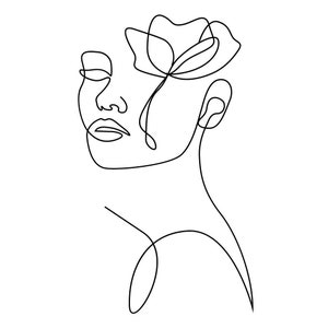 Línea Floral Femenina Arte Descarga Digital