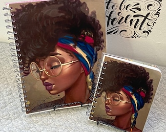Beautiful Girl with Glasses and Head Wrap Notebook
