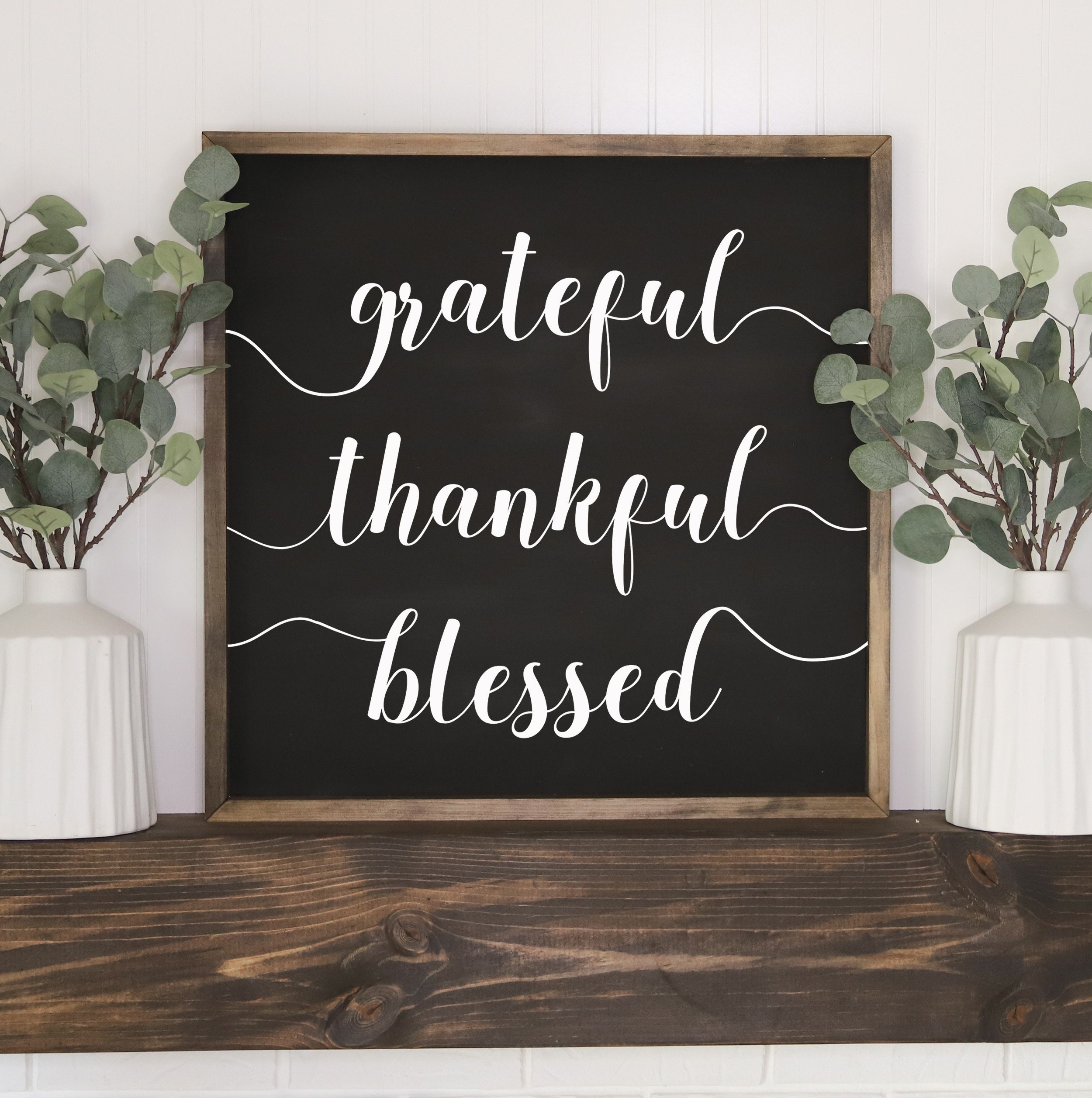 Grateful Thankful Blessed Sign Fall Home Decor Sign | Etsy