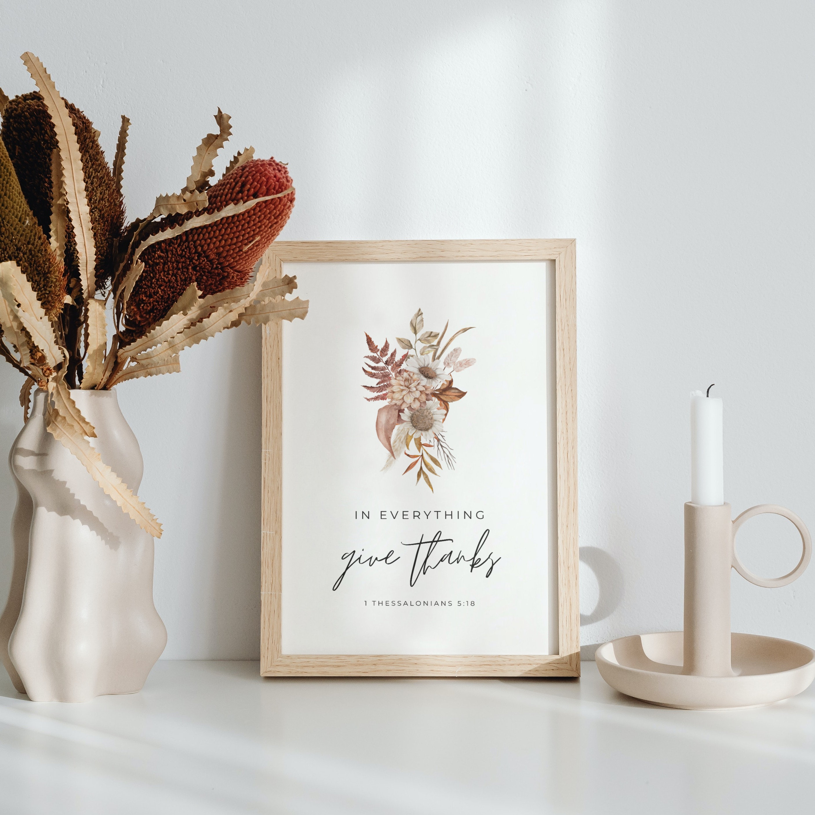 Christian Floral Set of 2, Bible Verse Wall Poster Set, Autumn ...