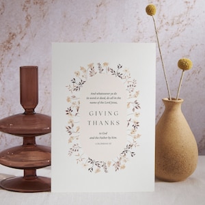 Kolosser 3:17 Dank an Gott Bibelvers Wandkunst, druckbare Wandkunst, Herbst Schrift Print Download, 5 x 7, 8 x 10, 11 x 14, 16x20