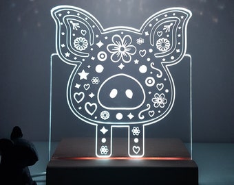 Veilleuse en forme de cochon, lampe à changement de couleur, cadeaux de cochon, éclairage de bas niveau, personnalisé, cadeau d'amoureux de cochon, animaux de la ferme, cadeaux pour lui