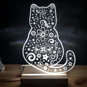 Cat Shaped Light, Personalised Light, Novelty Led Light, Low level Lighting, Nursery Night Light, Colour Changing Light, Gift for mum