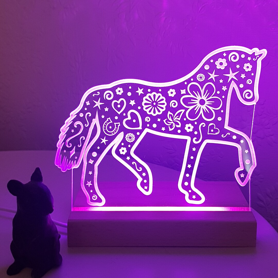 Horse Led Lamp Kids Bedroom Light, Colour Changing Lamp, Equestrian Gifts, Low Level Lighting
