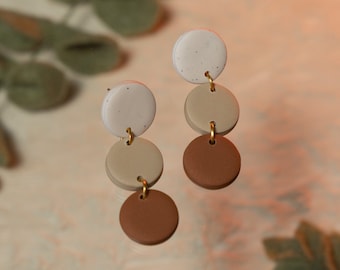 Kensey— White Speckle, mushroom, & Terracotta—polymer clay earrings handmade by KarelCreates