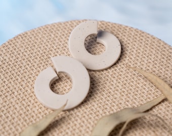 Ivy—white speckle—polymer clay earrings handmade by KarelCreates