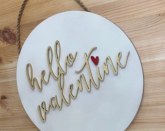 Hello Valentine | Valentine Door Sign | Hello Valentine Door Hanger | Valentine’s Day Wreath | Valentine’s Day Dior Decor | Front Door Decor