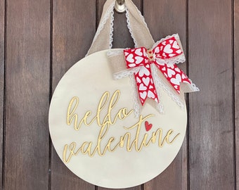 Hello Valentine | Valentine Door Sign | Hello Valentine Door Hanger | Valentine’s Day Wreath | Valentine’s Day Door Decor | Front Door Decor