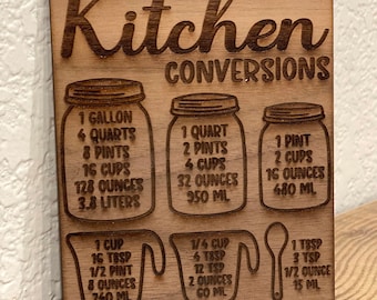 Kitchen conversion chart magnet| kitchen sign| make measuring easy | math for cooking | bakers helper | must have gift | house warming