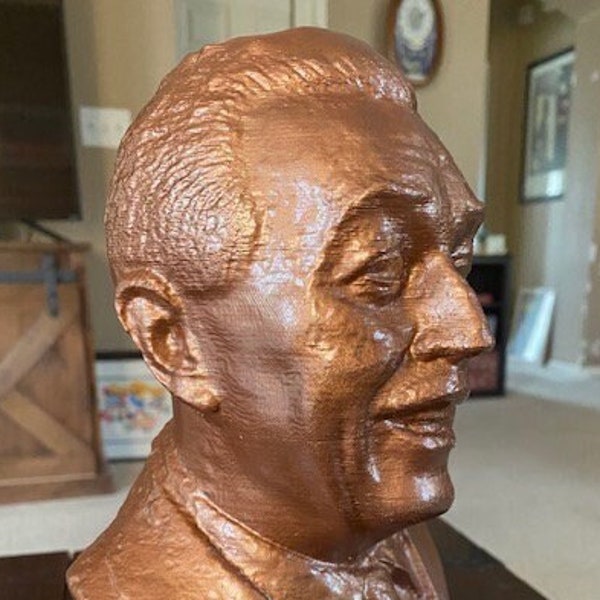NEW - Walt Disney Bust - Created From 3D Pictures of Bust at Disney Museum - 3 Color Choices - Gold, Marble, Hammered Bronze