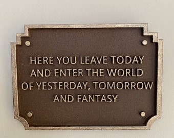 NEW - LARGER!  Disneyland Dedication Plaque Replica