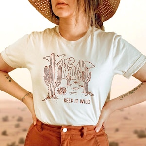 Boho Desert Shirt Southwestern Top Retro Cactus Tee Keep It Wild Shirt Simple Western Tank Vintage Style Nature Tee Hippie Cowgirl Shirt