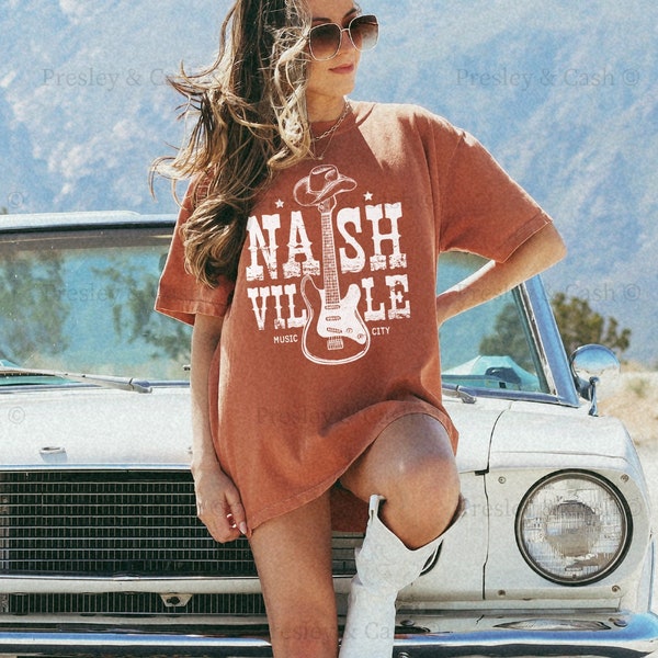 Oversized Nashville Shirt Vintage Country Music Shirt Cowgirl TShirt Dress Boho Nashville Outfit Country Concert Shirt Comfort Colors Shirt
