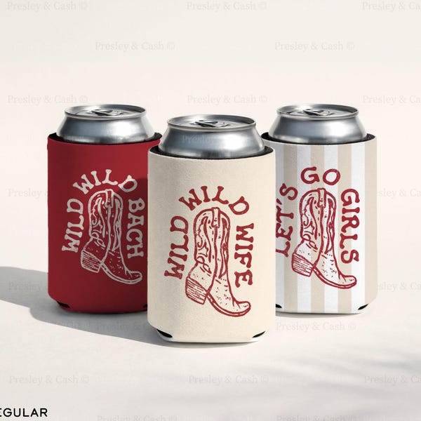 Wild Wild Wife Bachelorette, Western Theme Can Coolers, Custom Gifts For Bridesmaids, Cowgirl Bachelorette Drink Sleeve