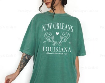 Custom New Orleans Bachelorette Shirt NOLA Bachelorette Shirts Bach Merch Logo Tee Bride Cocktail Shirt Madri Gras Top Comfort Colors Shirt