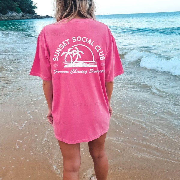 Sunset Chaser Shirt Coconut Girl Shirt Forever Chasing Sunsets Oversized Beach Tee Trendy Words On Back Comfort Colors Surfer Girl Aesthetic