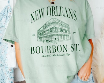 Custom New Orleans Bachelorette Shirt NOLA Bachelorette Shirts Bach Merch Logo Tee Bride Cocktail Shirt Madri Gras Top Comfort Colors Shirt