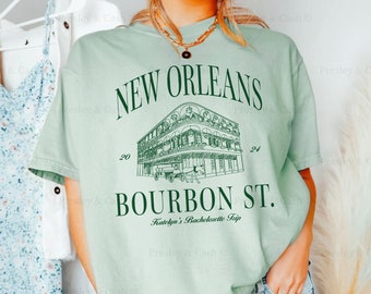 Custom New Orleans Bachelorette Shirt NOLA Bachelorette Shirts Bach Merch Logo Tee Bride Cocktail Shirt Madri Gras Top Comfort Colors Shirt