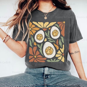 Deviled Egg Shirt Boho Thanksgiving Shirt Fall Graphic Tee Funny Deviled Egg Shirts Thanksgiving Food Shirt Deviled Egg Lover Gift Thankful Pepper